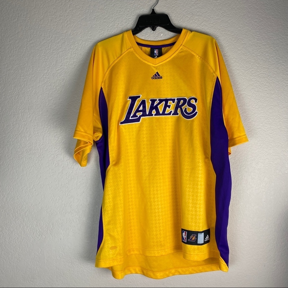 Los Angeles Lakers Adidas Warm Up Shirt Mens Large
